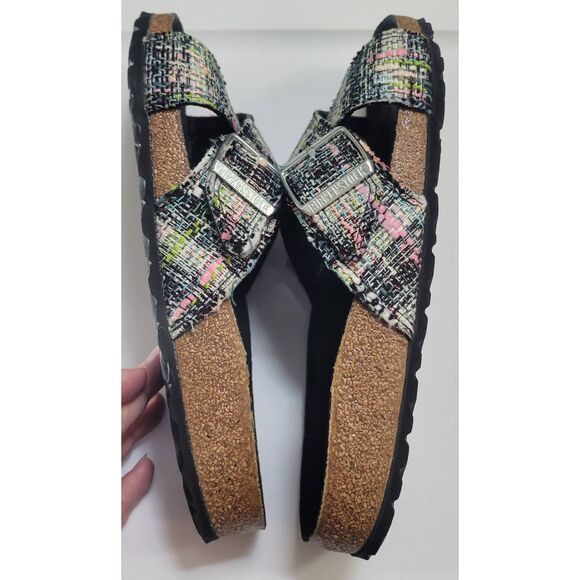 Birkenstock Siena Synthetic Material/Textile Green Two-Strap Sandals Sz 39 New - Picture 5 of 10